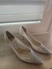 Jimmy Choo LOVE Pumps weiß mit Kristall-Dég...