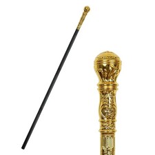 Antique Gold Cane Decorative Sliver Cane Prop Costume Scepter Colsplay Costume C