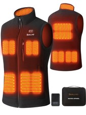 Men's Fleece Heated Vest with 7.4V 12000mAh Battery Pack Included, 8 Heating ...