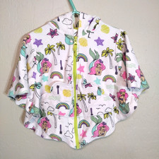 Disney Swim Cover Up Girls 2T Ariel Mermaid Hooded Poncho Full Zip Pockets Beach