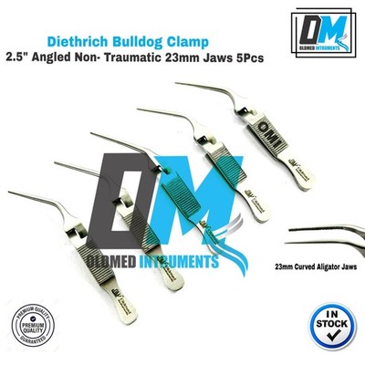 Diethrich Bulldog Clamp 2.5'' Angled 23mm Jaws 5Pcs Premium Quality By OMI