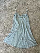 Vintage Y2K Victoria  s Secret Lace Trim Lingerie Teddy Slip Dress Teal SMALL