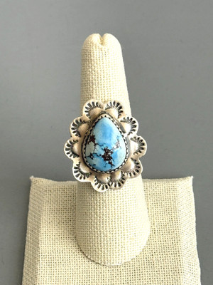 Cara Rosia Artisan Sterling Silver GOLDEN HILLS Turquoise CONCHO RING Adjustable