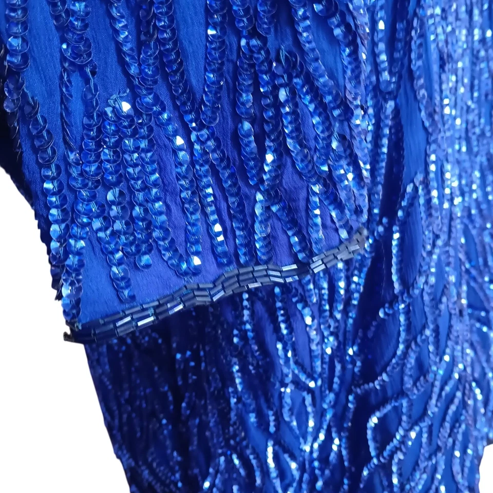 Blusa Vintage XL Lentejuelas NUEVA NUEVA CON ETIQUETAS Cuentas Acolchada Laurence Kazar Seda Años 90 Foto 4 de 4