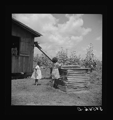 Melrose Louisiana 1940 Tenant Home Mud Stick Chimney Children Farmhouse
