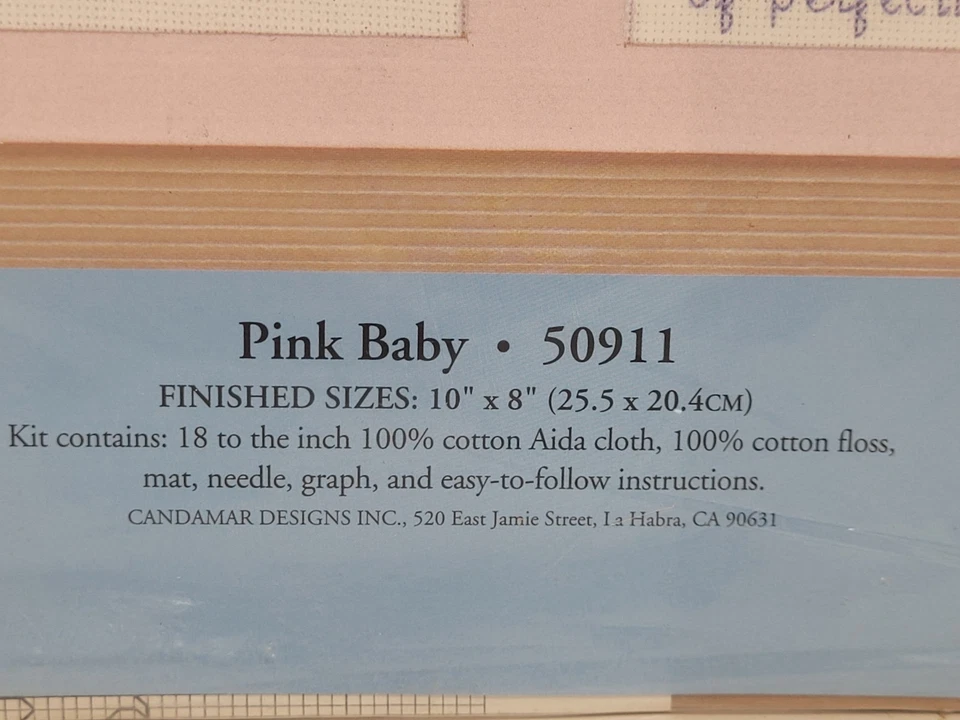 Kit Punto de Cruz Contado Candamar Designs Rosa Bebé Niña Nacimiento Foto 3 de 4