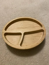Avanchy Bamboo Wooden Oval Divided Plate 3 Section 6 Inch
