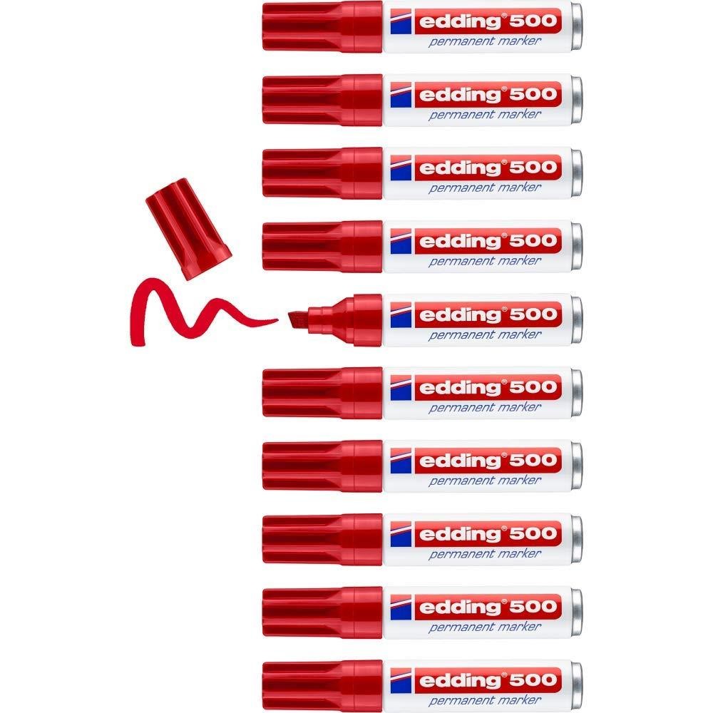 Marqueur permanent edding 500 rouge feutre indélébile pointe biseautée