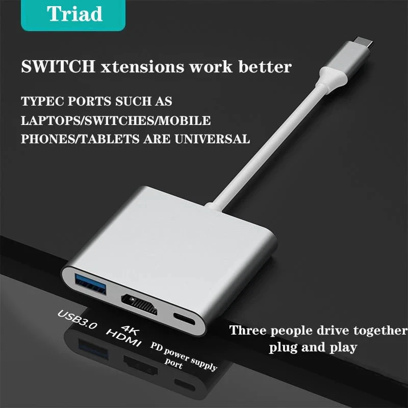 3in1 Type-C USB 3.1 To HDTV HDMI USB 3.0 87W PD Charging Type C Female Converter - Image 3 of 4