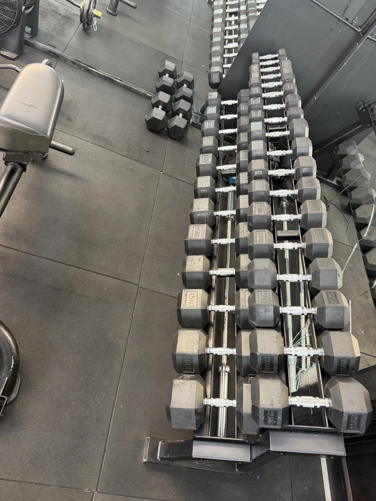 Hex Dumbbells 2.5kg-50kg Full Set & 2 Tier Rack Included.