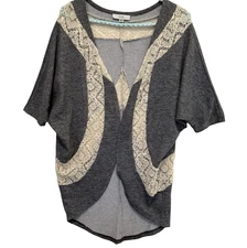 Ovi Womens Oversized Open Front Jacket Sz S Crochet Lace Boho Fairy Grunge Luxe