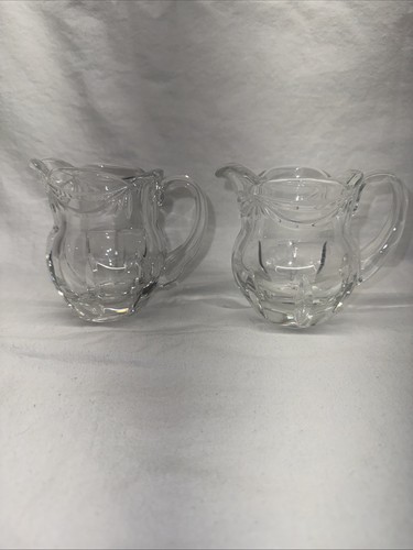 2 Vintage Klarglas Krug Milchkännchen 3 Zoll unbeschriftet