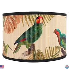 Drum Lamp Shade E27 Vintage Burlap Lampshade Birds Pattern Chandelier Lamp Cover