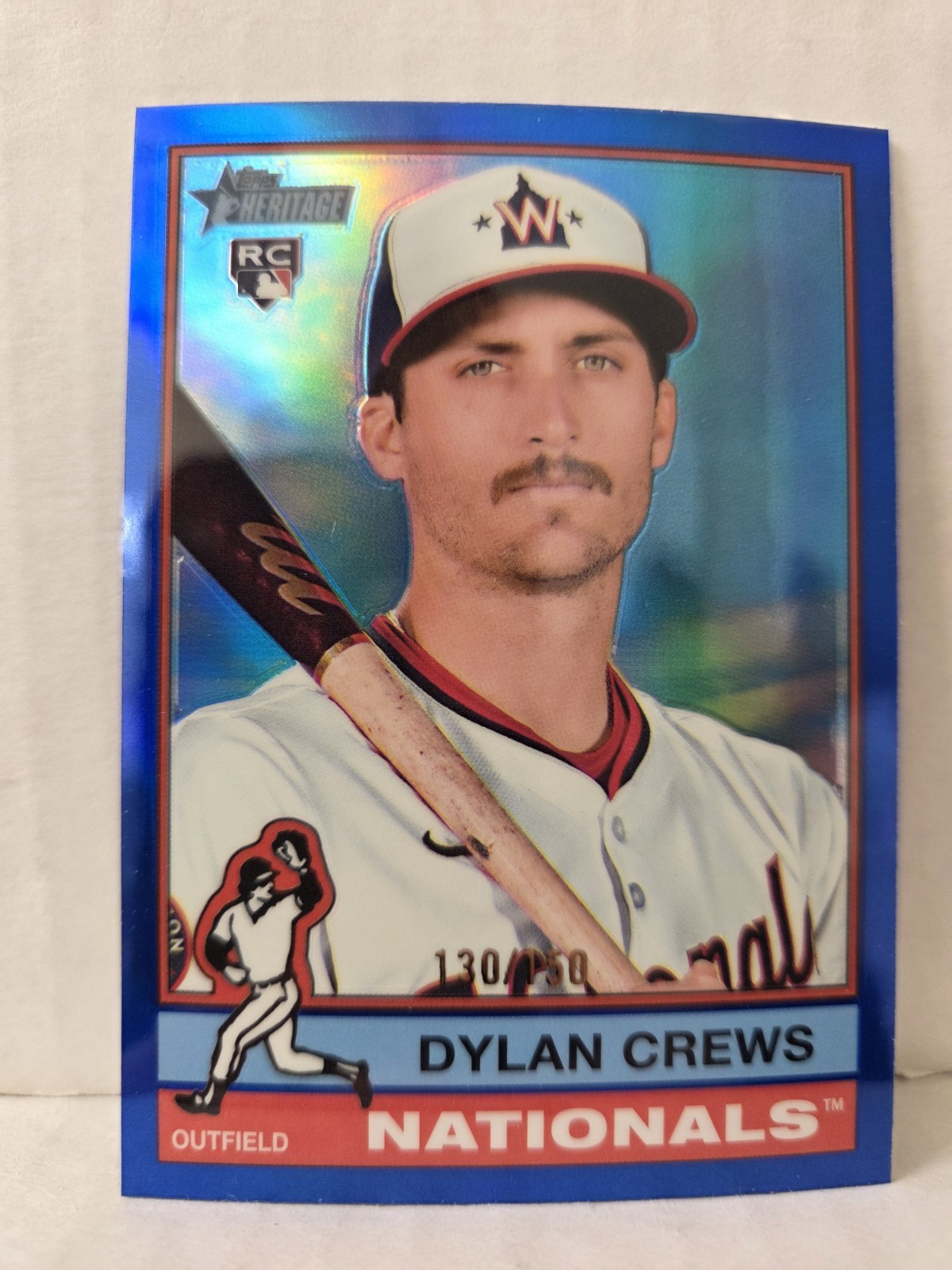 Dylan Crews 2025 Topps Heritage #247 Chrome Blue Refractor /150 SP Rookie