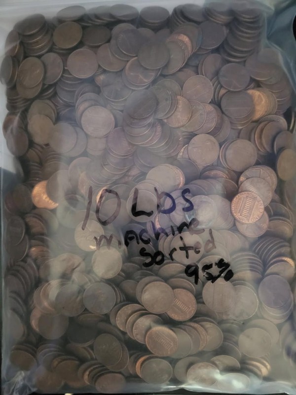 95% copper 10 lb+ some extra Lincoln Memorial Cent Bulk Lot 1959-1982 UNSEARCHED