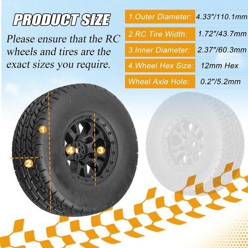 Pneumatici RC Off Road Snow Sand Paddle 4 pezzi di ricambio per parti di automobili RC 1/10 per camion di corsa breve 727 slash K1  26