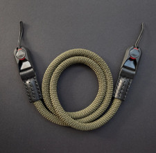 Premium Khaki Green Rope Camera Strap with Leather  Anchor Links