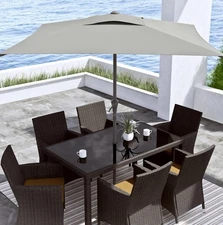 9 FT Outdoor Patio Square Umbrella Aluminum Pole Crank and Tilt Function GRAY