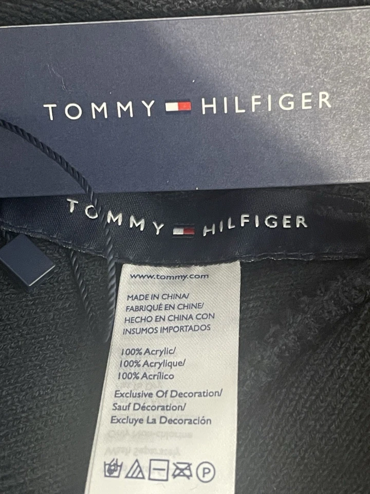 Gorro Tommy Hilfiger azul marinho unissex tamanho único malha com logotipo RN#36543 NOVO COM ETIQUETAS - Imagem 4 de 4