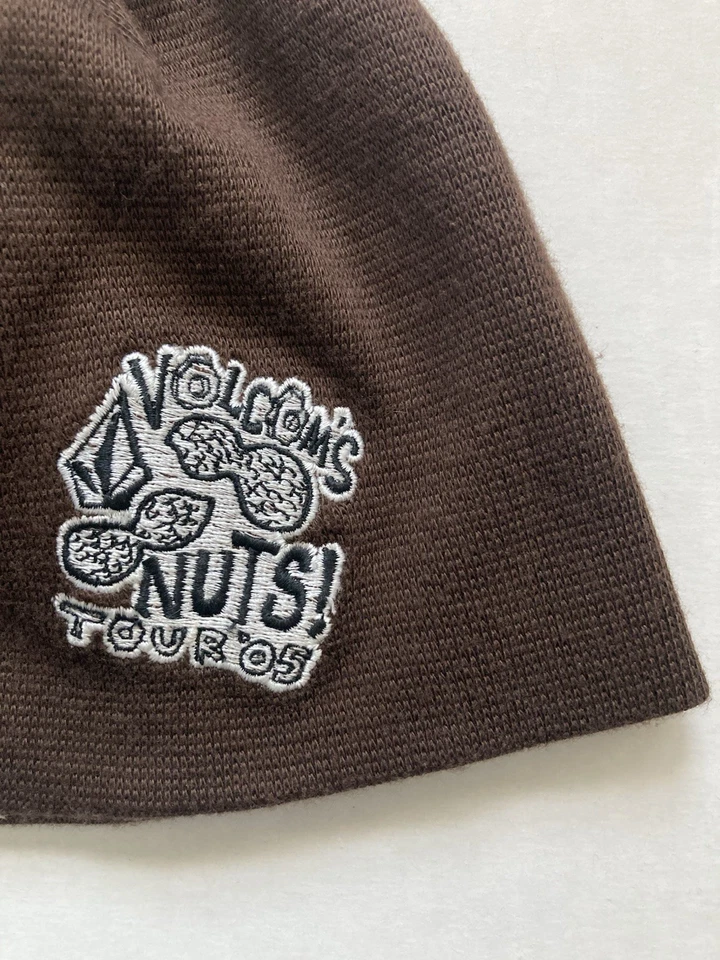 VOLCOM'S NUTS! TOUR 2005 BROWN BEANIE CAP EMBROIDERED SKATEBOARD SKATE VTG Y2K - Image 2 of 4