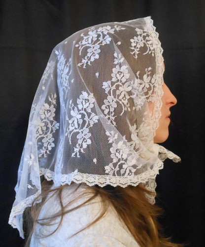 BABUSHKA FOR POLKA BRIDAL $$ DANCE,LACE VEIL, WEDDING TRADITION, LACE HEAD WEAR - Picture 3 of 6