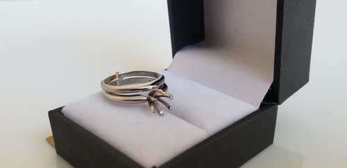 Plutinum Set of 2 Rings Setting Solitaire for 0.60 Carat Round Center + Band - 第 3/9 張圖片