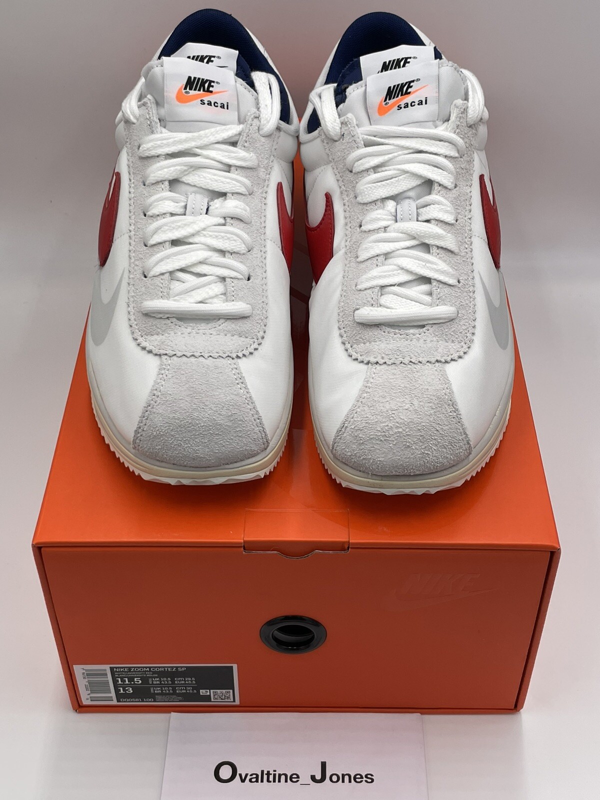 Size 11.5 - Sacai x Nike Zoom Cortez SP OG White /Red / Royal - DQ0581-100