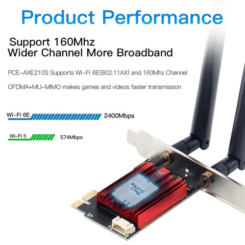 AX210 PCIE Wifi Adapter 5400Mbps Wireless Ethernet Network Card BT 2.4G/5G/6GHz - Picture 4 of 8