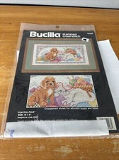 Bucilla Cross Stitch Kit Playful Pals Puppy Kitten  40488 New Sealed 40488