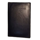 Black Genuine Leather Passport Cover Travel Document Bifold Wallet New