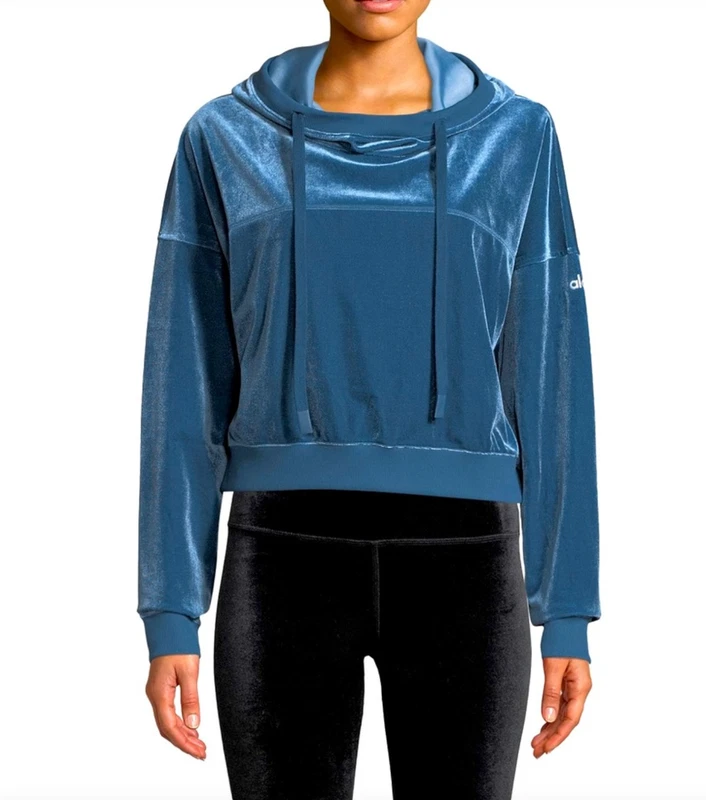 alo-yoga layer velour long-sleeve pullover hoodie