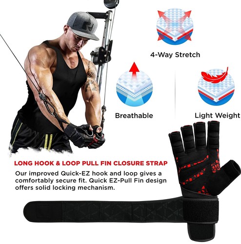 RDX Weightlifting Gloves, Workout Gloves Gym Gloves Bodybuilding Training Gloves - Picture 5 of 8