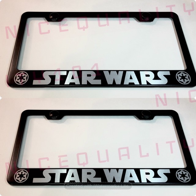 2X Star Wars Stainless Steel Black Finished License Plate Frame Holder