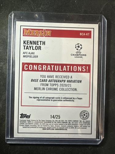 2020 Topps Merlin Chrome Kenneth Taylor Rookie Orange Refractor Auto #/25 - Bild 2 von 2