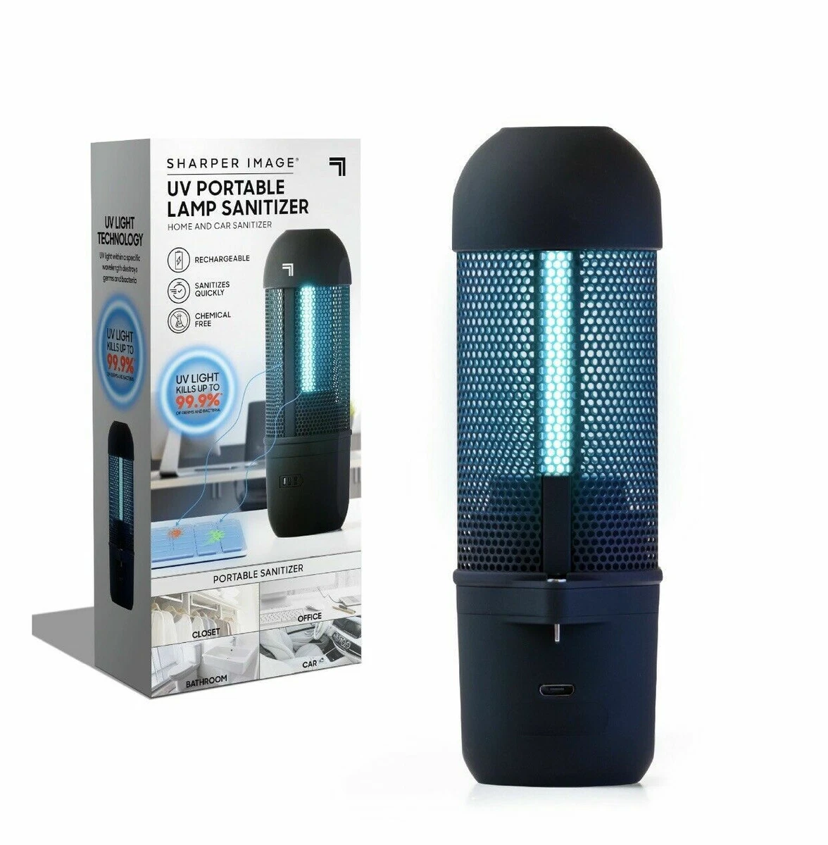 SHARPER IMAGE UV Portable Lamp Sanitizer New in Box seal