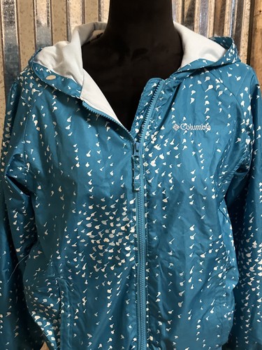 Columbia Youth 18/20 Hooded Lightweight Jacket Blue White Zip Up Hoodie - Picture 5 of 17