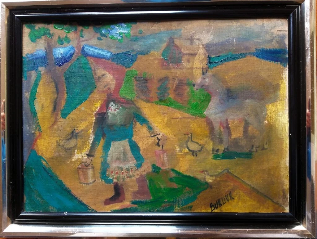 David Davidovich Burliuk RUSIA 1882-1967 ESCENA CAMPESTRE O/L/CARTON 65X50 CMS
