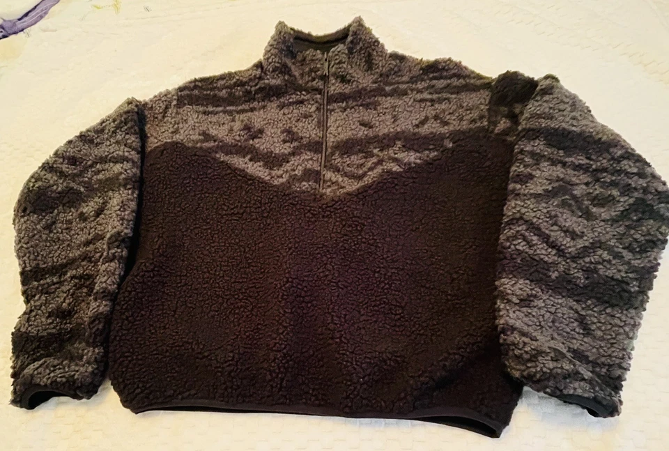 NUEVO CON ETIQUETAS Chaqueta Reebok Talla-XS-Core 10AM Sherpa Negra y Gris Unisex 1/4 Cremallera Bolsillo-B600 Foto 3 de 4