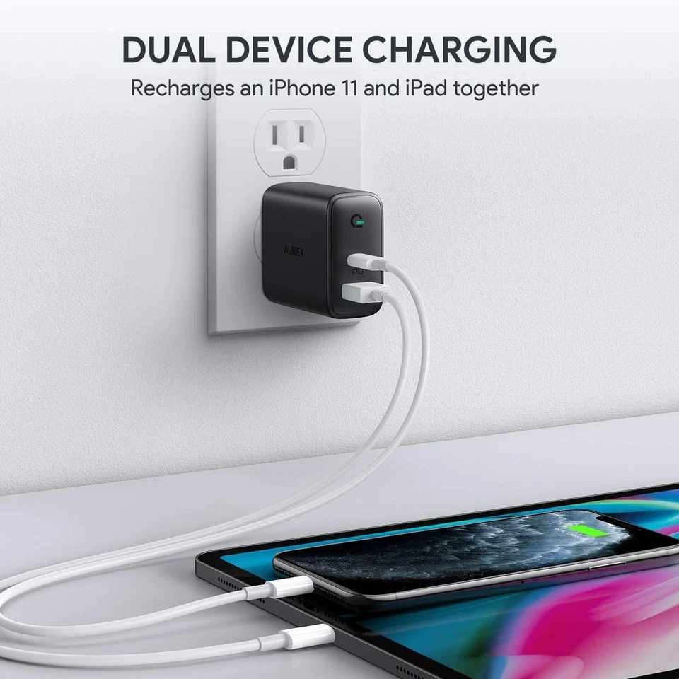 AUKEY USB C Charger 30W and 12W Power Delivery 3.0 Fast Charger with Dynamic Det - Image 4 of 4
