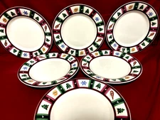 Pfaltzgraff Snow Bear Christmas Set Of 6 Dinner Plates 11" USA