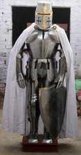 Medieval Knight Suit Armor Crusader Full Body Armour Costume With Shield & Base