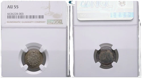 1875 D- 20 Pfennig Munich Germany (1871-1948) (AU 55-NGC)