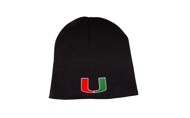 Miami Hurricanes U Embroidered Knit Beanie Hat Cap OSFA New