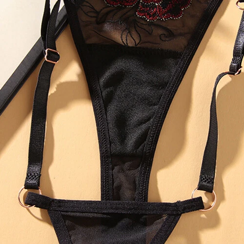 Perizoma donna sexy perizoma sfacciato lingerie intimo pizzo floreale mutandine trasparenti - Foto 11 di 20