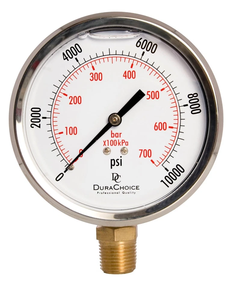 4" Oil Filled Pressure Gauge, SS Case, 1/2" NPT, Lower Mount, 0-10,000PSI - Image 4 of 4