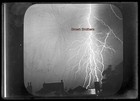 1900-1910s Lightning Strike Over Silhouetted House Chimneys Glass Photo Negative — photo 2