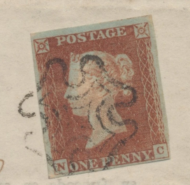 Estampillas GB 1843 EL para Shrewsbury - Elsmere 1d rojo marrón, azulado, con negro maltés X Foto 2 de 4