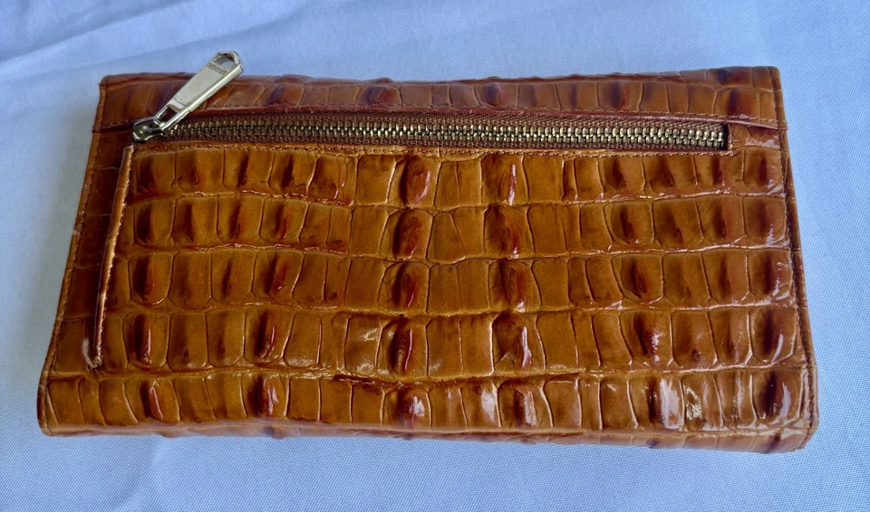 Cartera sin asas Brahmin Melbourne ADY delgada plegable de cuero teca whisky marrón Foto 2 de 4