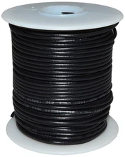 100 Feet Black 22 Gauge Stranded Hook-Up Wire, Tinned Copper, PVC Insulation