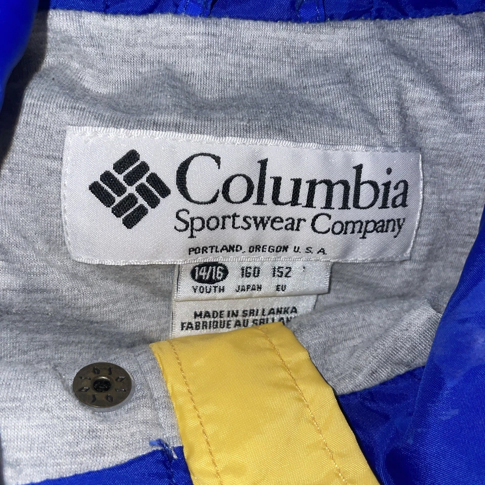 复古 1997 年哥伦比亚滑雪夹克雪青 14/16 蓝色和黄色 — 第 3/3 张图片